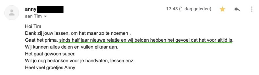 E-mail van Anny aan Tim