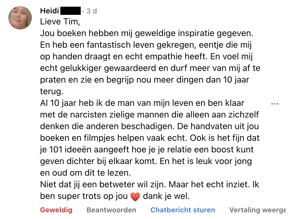 Facebook-reactie van Heidi over Jij Verdient Meer