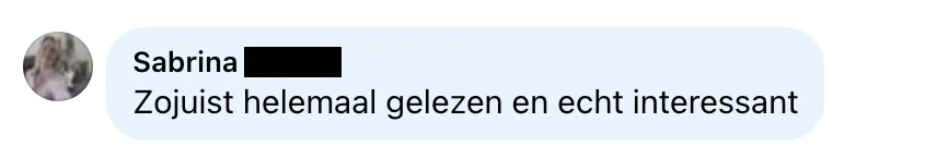 Facebook-reactie van Sabrina over Jij Verdient Meer