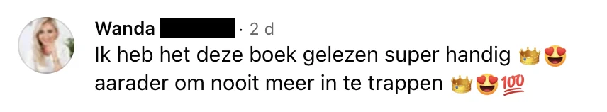 Facebook-reactie van Wanda over Jij Verdient Meer