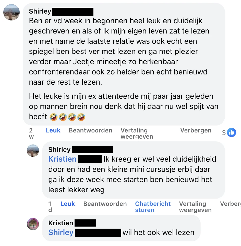 Facebook-reactie van Shirley over Jij Verdient Meer